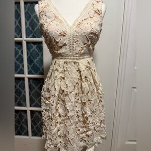 NWT Elegant Cream Lace Dress Sz M